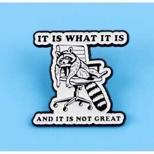 It Is What It Is Raccoon Enamel Pin Funny Office Humor Trash Panda Lapel Pin